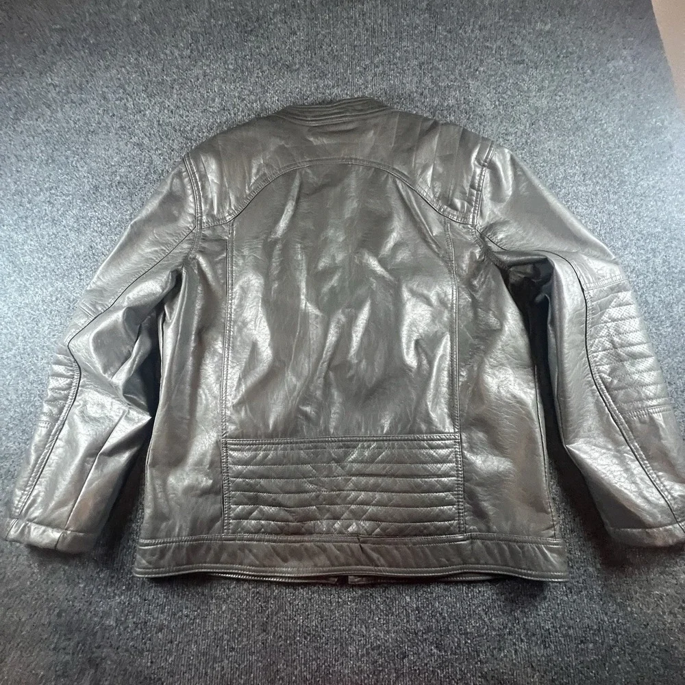 Urban Republic Men's Faux Leather Moto‎ Jacket Gray Quilted Size L